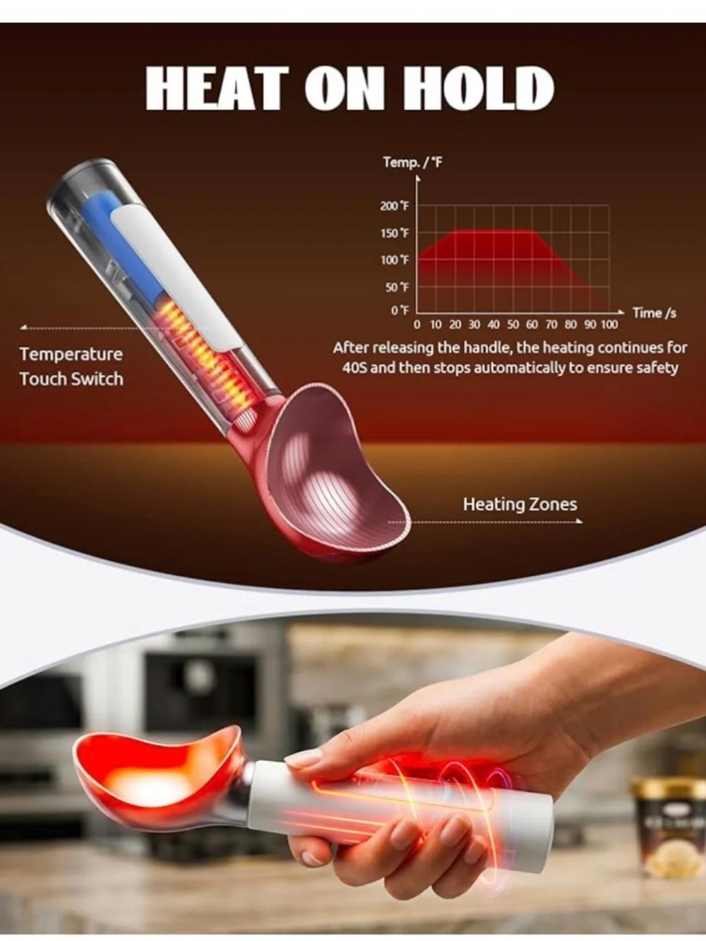 Heated Ice Cream Scoop - Rechargeable